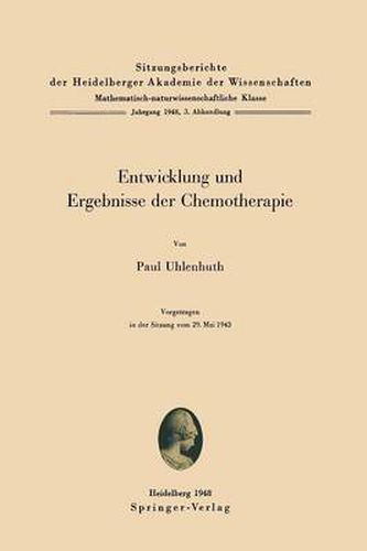 Cover image for Entwicklung Und Ergebnisse Der Chemotherapie