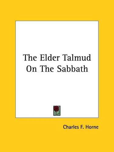 Cover image for The Elder Talmud on the Sabbath