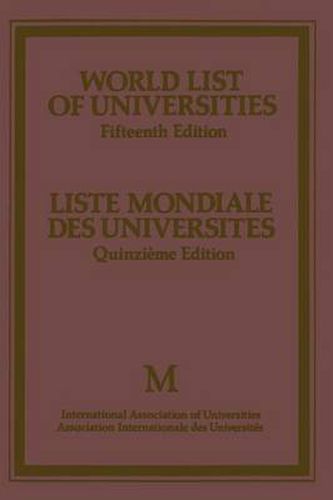 Cover image for World List of Universities / Liste Mondiale des Universites