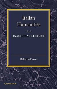 Cover image for Italian Humanities: An Inaugural Lecture