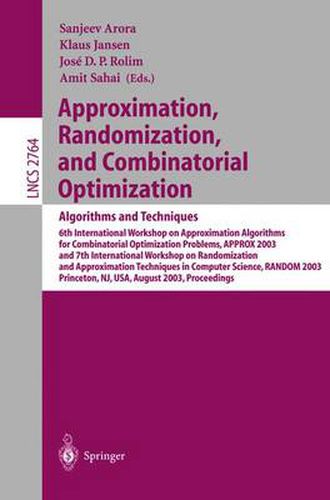 Cover image for Approximation, Randomization, and Combinatorial Optimization. Algorithms and Techniques