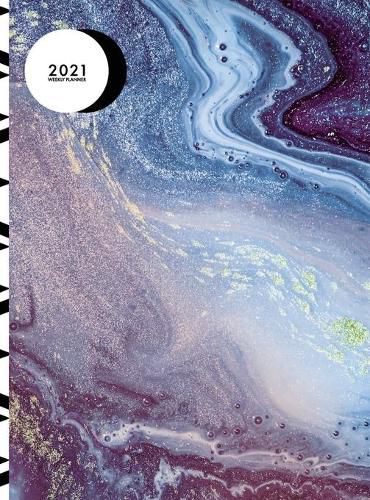 Cover image for Weekly Planner 2021 8.5 x 11: 12 Month Hardcover Planner 2021 January - December 2021 2 Pages per Week Blue Marble Design