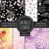 Cover image for Japanese Flowers Scrapbook Paper Pad 8x8 Scrapbooking Kit for Papercrafts, Cardmaking, Printmaking, DIY Crafts, Floral Themed, Designs, Borders, Backgrounds, Patterns