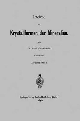 Cover image for Index Der Krystallformen Der Mineralien: Zweiter Band