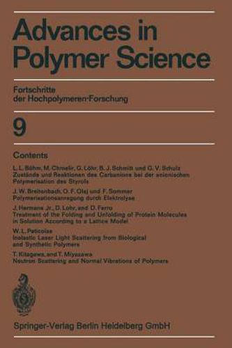 Advances in Polymer Science: Fortschritte der Hochpolymeren-Forschung