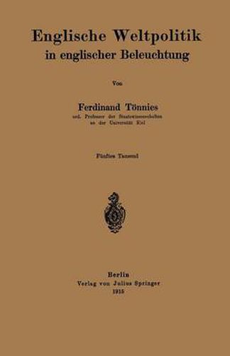 Cover image for Englische Weltpolitik in Englischer Beleuchtung