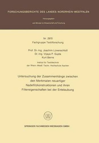 Cover image for Untersuching Der Zusammenhange Zwischen Den Merkmalee Neuartiger Nadelfilzkonstruktionen Und Ihren Filtereigenschaften Bei Der Entstaubung