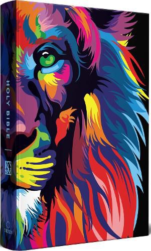 Cover image for KJV Holy Bible, Multi Color Lion of Judah, Large Print, Handy Size format, Hardc over, Ribbon Marker, and Red Letter