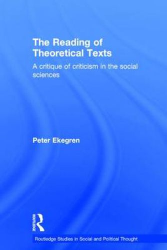 Cover image for The Reading of Theoretical Texts