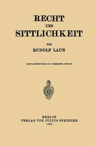 Cover image for Recht Und Sittlichkeit