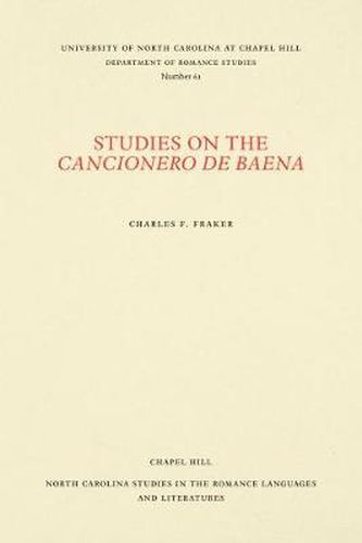 Cover image for Studies on the Cancionero de Baena