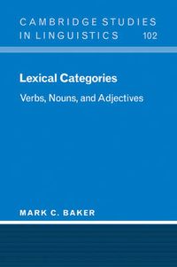 Cover image for Lexical Categories: Verbs, Nouns and Adjectives
