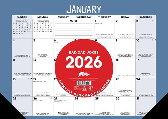 Bad Dad Jokes 2026 17 X 12 Small Monthly Deskpad