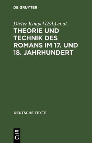 Cover image for Theorie und Technik des Romans im 17. und 18. Jahrhundert