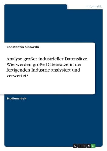 Cover image for Analyse grosser industrieller Datensaetze. Wie werden grosse Datensaetze in der fertigenden Industrie analysiert und verwertet?