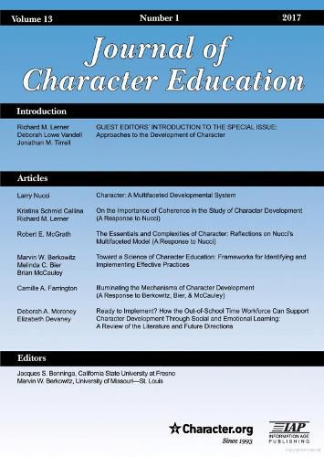 Cover image for Journal of Character Education: National Academies of Sciences, Engineering, and Medicine Workshop on Approaches to the Development of Character Part 1