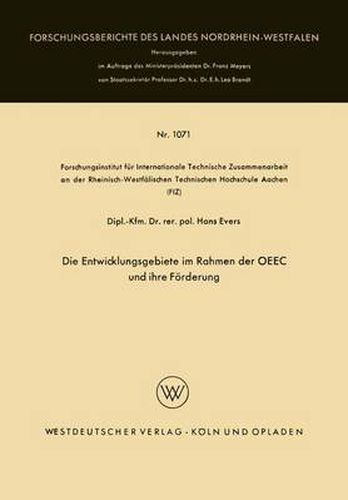 Cover image for Die Entwicklungsgebiete Im Rahmen Der Oeec Und Ihre Foerderung