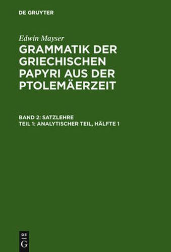 Cover image for Analytischer Teil, Halfte 1