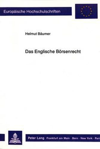 Cover image for Das Englische Boersenrecht