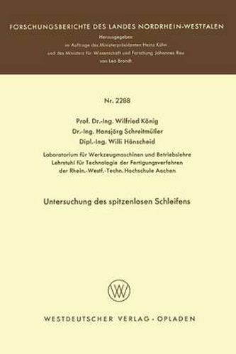 Cover image for Untersuchung Des Spitzenlosen Schleifens