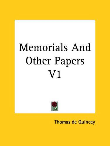 Cover image for Memorials And Other Papers V1
