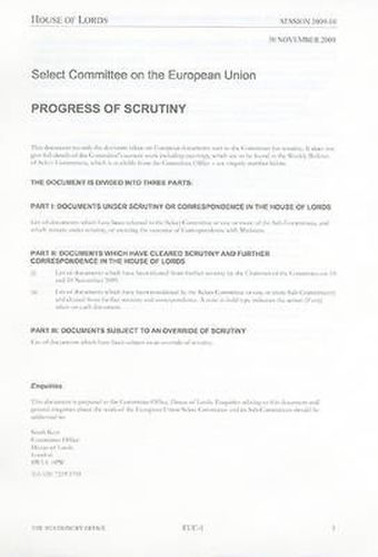 Progress of scrutiny, 30 November 2009