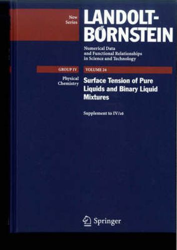 Surface Tension of Pure Liquids and Binary Liquid Mixtures: (Supplement to IV/16)