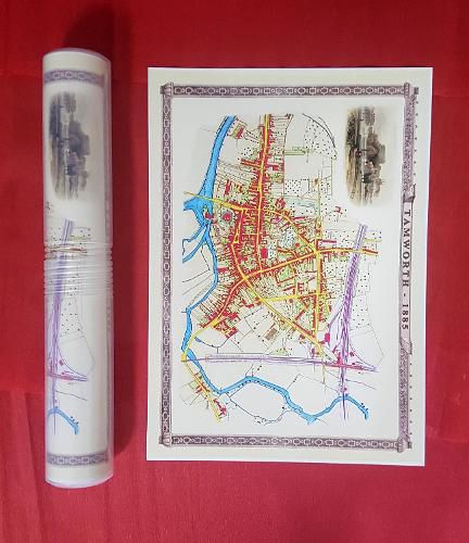 Cover image for Tamworth 1885 - Old Map Supplied Rolled in a Clear Two Part Screw Presentation Tube - Print Size 45cm x 32cm