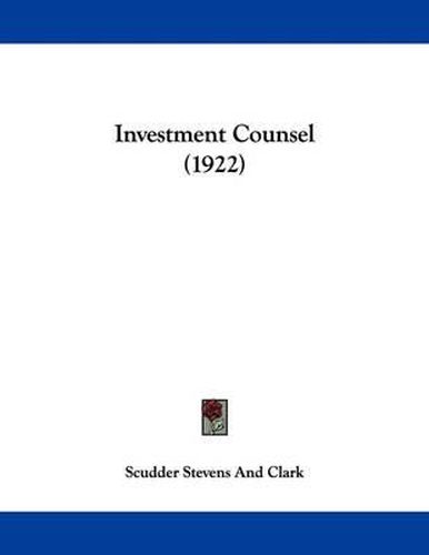 Cover image for Investment Counsel (1922)