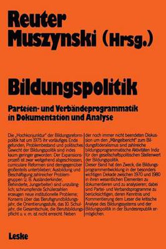 Cover image for Bildungspolitik: Dokumentation Und Analyse