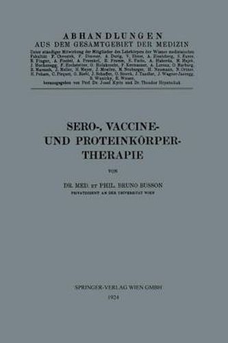 Cover image for Sero-, Vaccine- Und Proteinkoerper-Therapie