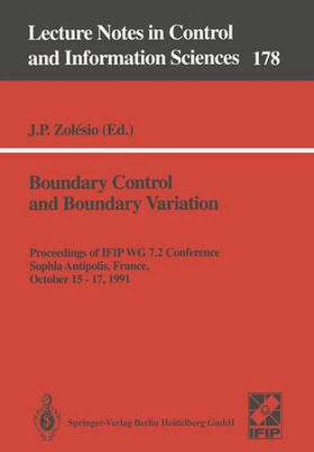 Cover image for Boundary Control and Boundary Variation: Proceedings of IFIP WG 7.2 Conference, Sophia Antipolis, France, October 15-17, 1990