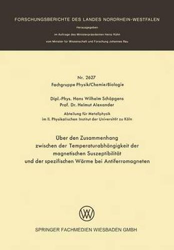 UEber Den Zusammenhang Zwischen Der Temperaturabhangigkeit Der Magnetischen Suszeptibilitat Und Der Spezifischen Warme Bei Antiferromagneten