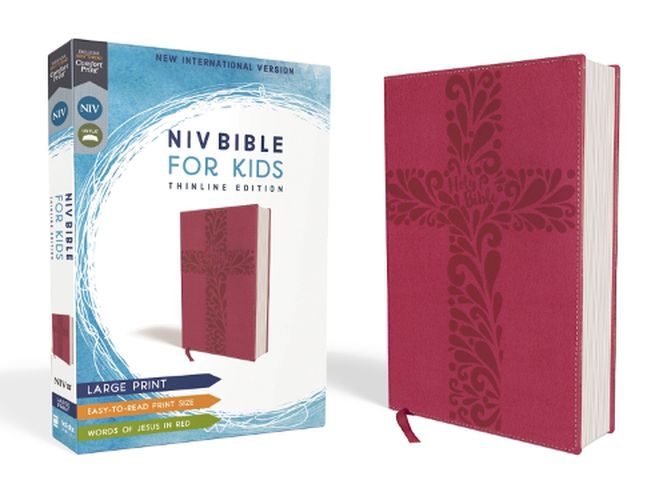 Cover image for NIV, Bible for Kids, Large Print, Leathersoft, Pink, Red Letter, Comfort Print: Thinline Edition