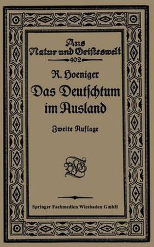 Cover image for Das Deutschtum Im Ausland VOR Dem Weltkrieg