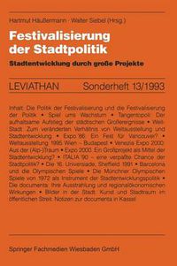 Cover image for Festivalisierung der Stadtpolitik: Stadtentwicklung durch grosse Projekte