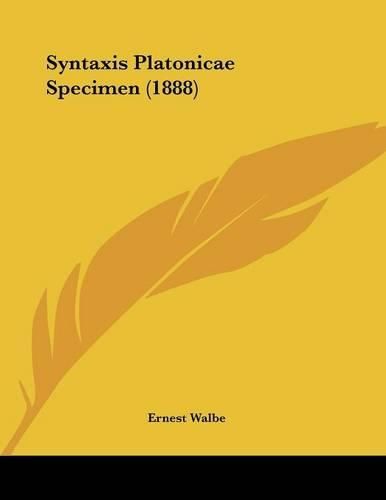 Cover image for Syntaxis Platonicae Specimen (1888)
