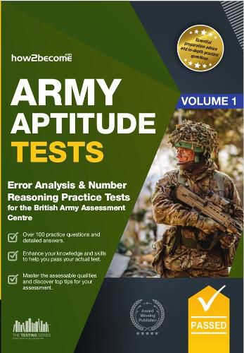 Cover image for Army Aptitude Tests:: Error Analysis & Number Reasoning for the British Army Assessment Centre