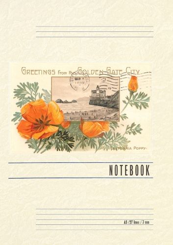 Cover image for Vintage Lined Notebook Greetings from Golden Gate City, California Poppy, San Francisco