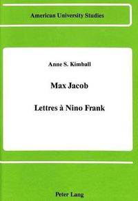 Cover image for Max Jacob: Lettres a Nino Frank