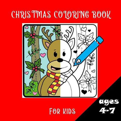 Cover image for Christmas coloring book for kids ages 4-7