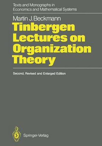 Cover image for Tinbergen Lectures on Organization Theory