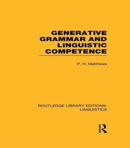 Cover image for Generative Grammar and Linguistic Competence (RLE Linguistics B: Grammar)
