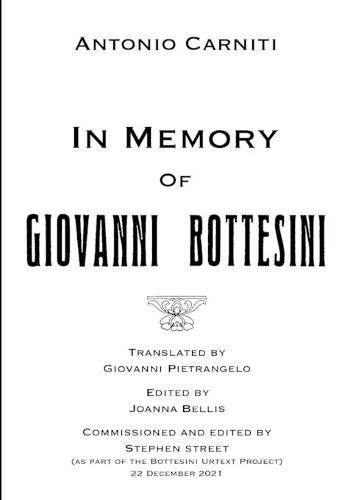 Cover image for In Memory Of Giovanni Bottesini