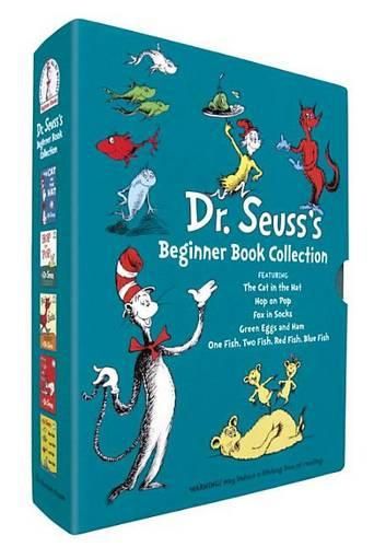 Cover image for Dr. Seuss's  Beginner Book Collection: The Cat in the Hat; One Fish Two Fish Red Fish Blue Fish; Green Eggs and Ham; Hop on Pop; Fox in Socks