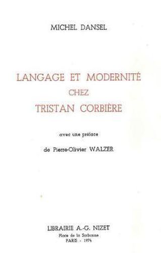 Cover image for Langage Et Modernite Chez Tristan Corbiere