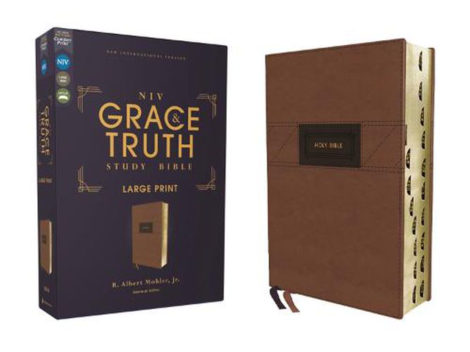 NIV, The Grace and Truth Study Bible, Large Print, Leathersoft, Brown, Red Letter, Thumb Indexed, Comfort Print