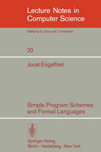 Cover image for Simple Program Schemes and Formal Languages
