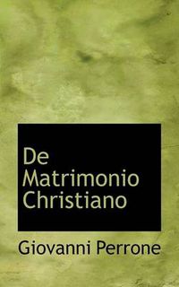 Cover image for de Matrimonio Christiano