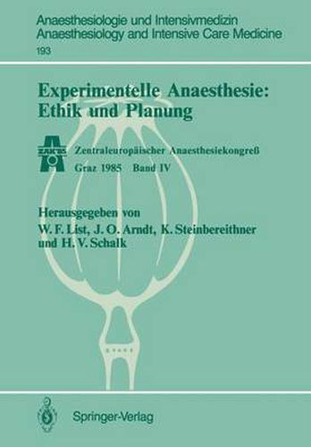 Cover image for Experimentelle Anaesthesie: Ethik und Planung